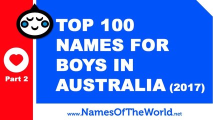 Top 100 baby boy names in Australia 2017 Part 2 - the best baby names - www.namesoftheworld.net