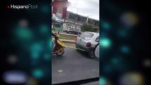 Quiso ahorrarse un transporte y terminó en el piso con su moto dañada