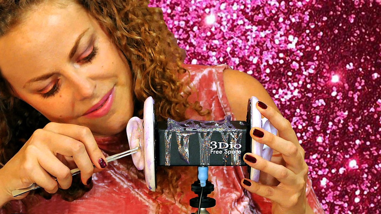 ASMR Ear Cleaning Glitter Glue With Brushing & Ear Massage – 3Dio Binaural Microphone