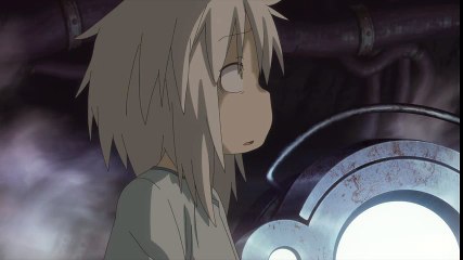 Made in Abyss elevator scene but characters have loquendo voices in spanish and Linkin Park in the background