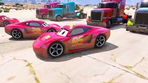 Lightning McQueen Trucks Transportation in Spiderman Cars Cartoon for Kids Nursery Rhymes Songs