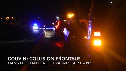 Couvin: collision frontale dans le chantier à Frasnes