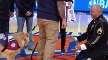 Sgt. 1st Class Luciano Yulfo Honored and Surprised With Service Dog at Knicks Game