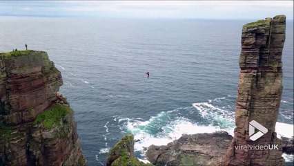 Slacklining on the Old Man of Hoy