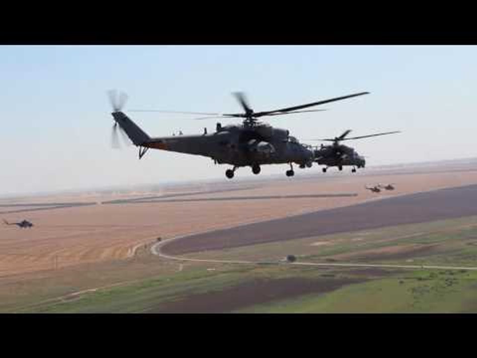 Hitting the target: Russian military helicopters take part in aerial tactic drills