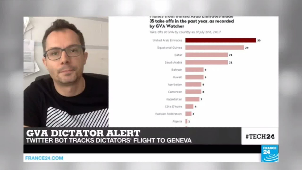#Tech24: Swiss journalists create a Twitter bot tracking dictators'' flights to Geneva