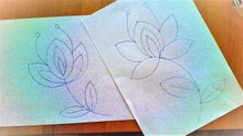 Dibujar flores para bordar utilizando platos.
