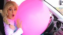 Frozen Elsa CAR BALLOON PRANK! w_ Spiderman Joker Princess Anna Rapunzel Spidergirl! Superheroes IRL