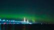 Northern Lights Shine Above Michigan's Mackinac Bridge