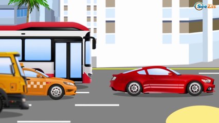 Color Racing Cars and Police Car - The Big Race in the City of Cars NEW Cartoon for Kids