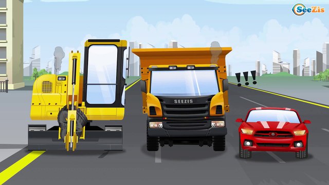Рабочие Машины Мультики! Экскаватор и Грузовик в Городке! Развивающие Видео для детей!