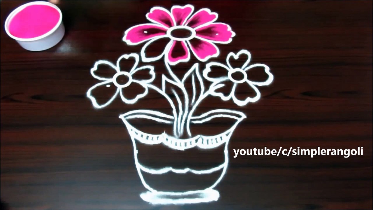 simple flower rangoli designs with 5 dots, easy kolam designs, DIY muggulu designs with dots