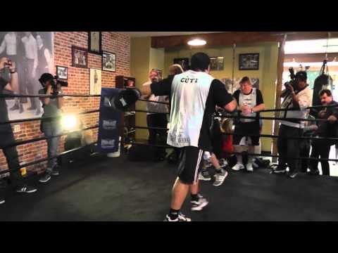 Lucas Matthysse hitting mitts