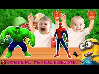 Bad Baby crying learn colors with spiderman hulk vs minion   Finger Family Song Collection