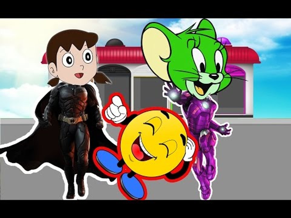 Colors for Children to Learn with Doraemon Batman Wrong Heads Finger Family Nursery Rhymes Fun Story