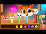 Learn Colors Wooden Face Hammer Xylophone Cute Cats   Finger Family Nursery Rhymes for Children