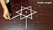 star rangoli designs with dots - star muggulu designs - star kolam designs - 7 to 4 dots