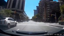 Dramatic crash when cyclist collides with a car