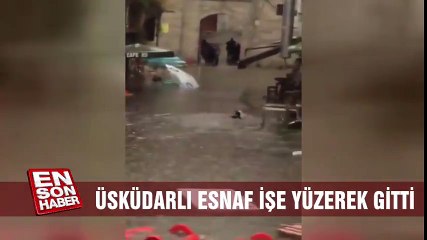 Üsküdarlı esnaf işe yüzerek gitti