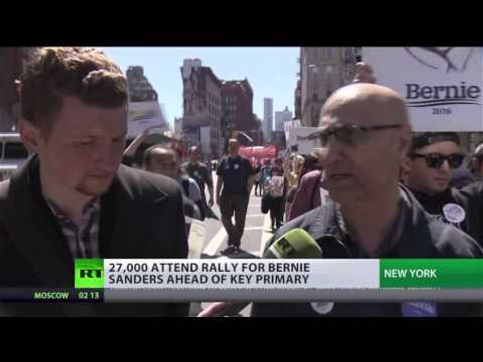 ‘This is what democracy looks like’: 27 000 rally for sanders in NYC ahead of key primary