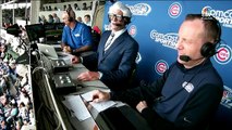 Ryan Dempster impersonating Harry Caray in the booth