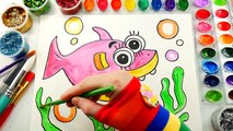 Et bébé couleur coloration mignonne poisson pour briller enfants peindre à Il aquarelles avec Page piranha