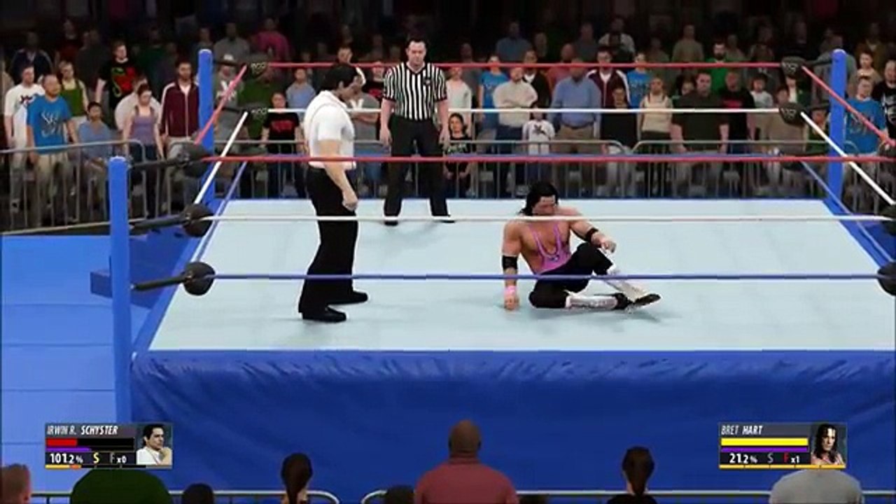 Bret Hart jumps Irwin R. Schyster WWF Prime Time Wrestling October 1991 (WWE 2K16 Universe