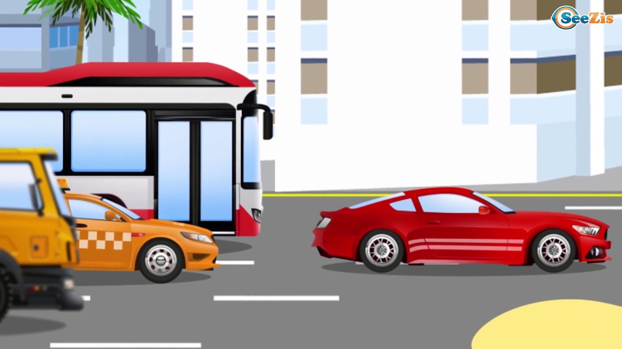 Color Racing Cars and Police Car - The Big Race in the City of Cars NEW Cartoon for Kids