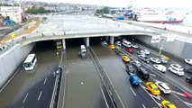 Avrasya Tüneli Girişindeki Su Birikintisi Havadan Görüntülendi