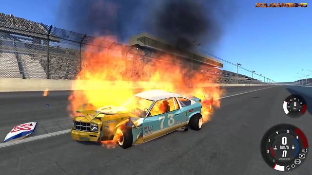 BeamNG Drive: Akron Motor Speedway Nascar Cars Crash Compilation