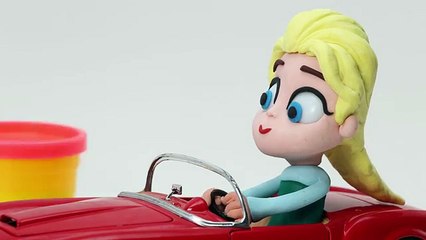 Disney Frozen DON'T DRIVE AND TEXT Play doh Stop Motion Toy Cars Animation