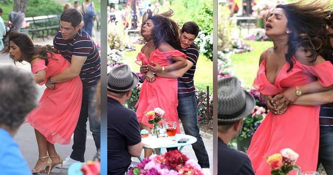 Priyanka Chopra Wardrobe Malfunction CLEVAGE with and Adam Devine Grabbing her