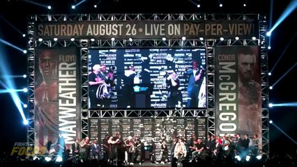 Conor Mcgregor FACE TO FACE Floyd Mayweather Trash Talk at New York World Tour