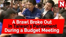 A brawl broke out in Taiwan's parliament during a budget meeting