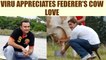 Virender Sehwag posts pictures of Roger Federer with cows on twitter | Oneindia News