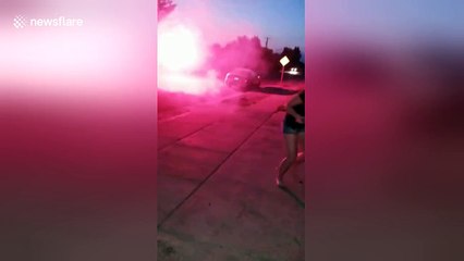 Couple forced to flee as fireworks explode nearby during proposal