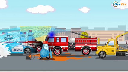 Download Video: Gros Véhicules de Service Pour Petits Enfants - Camion de pompiers - Dessin animé éducatif