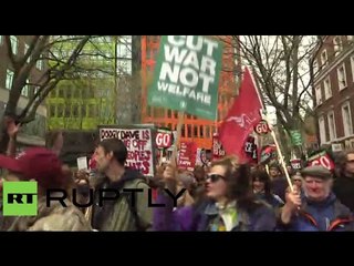 Rallies against Cameron & govt austerity measures hit London (recorded live)