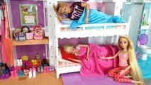 Barbie Ken Rapunzel Ranza yatak odası Okulun Sabah rutinleri