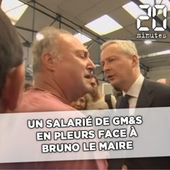 Un salarié de l'entreprise GM&S en pleurs face à Bruno Le Maire