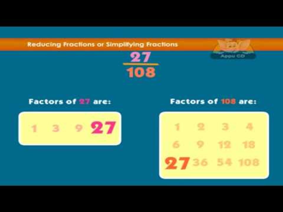 Learn Fractions - Reducing Fractions