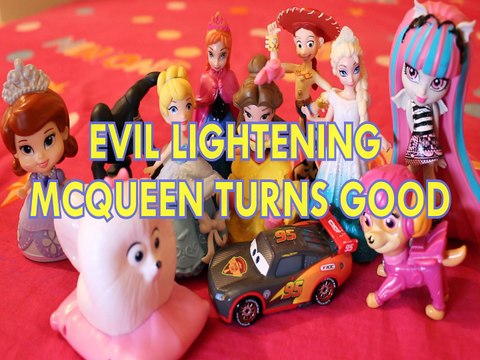 LIGHTENING MCQUEEN TURNS GOOD Toys PRINCESS SOFIA GIDGET SPIDERMAN CINDERELLA ANNA BABY Videos BELLE, BEAUTY AND THE BE