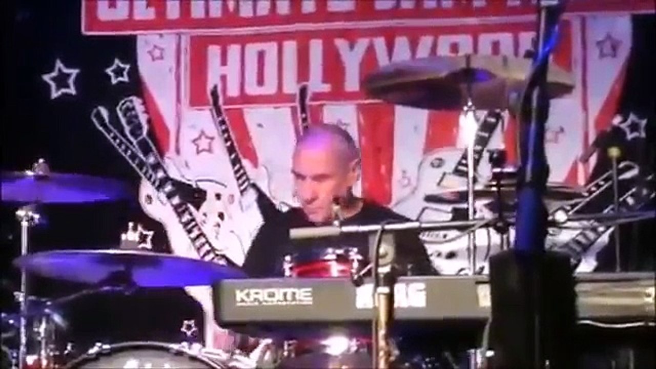 Bill Ward testing the drum kit