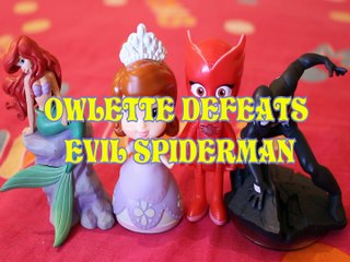 OWLETTE DEFEATS EVIL SPIDERMAN PRINCESS ARIEL SOFIA THE FIRST NICKELODEON DISNEY MARVEL  Toys BABY Videos, LITTLE MERMAI