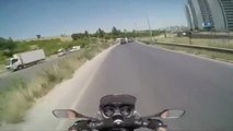Motosiklet Kazası Kask Kamerasında