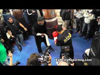 Sugar Shane Mosley working heavy bag with Trainer Brother Nazim