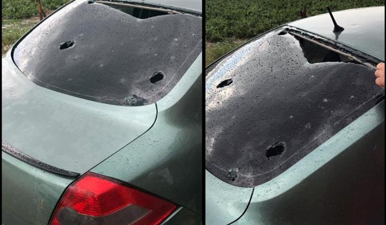 Yumurta büyüklüğünde yağan dolu, aracın camını kırdı