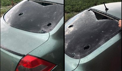 Yumurta büyüklüğünde yağan dolu, aracın camını kırdı