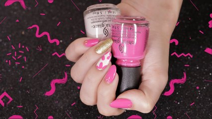 مناكير ذهبي وزهري  منقّش بالورد | Pink and gold floral nail art