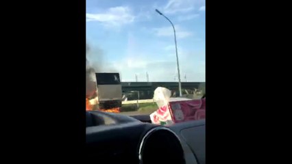 Un camion en feu sur l'autoroute à Battice